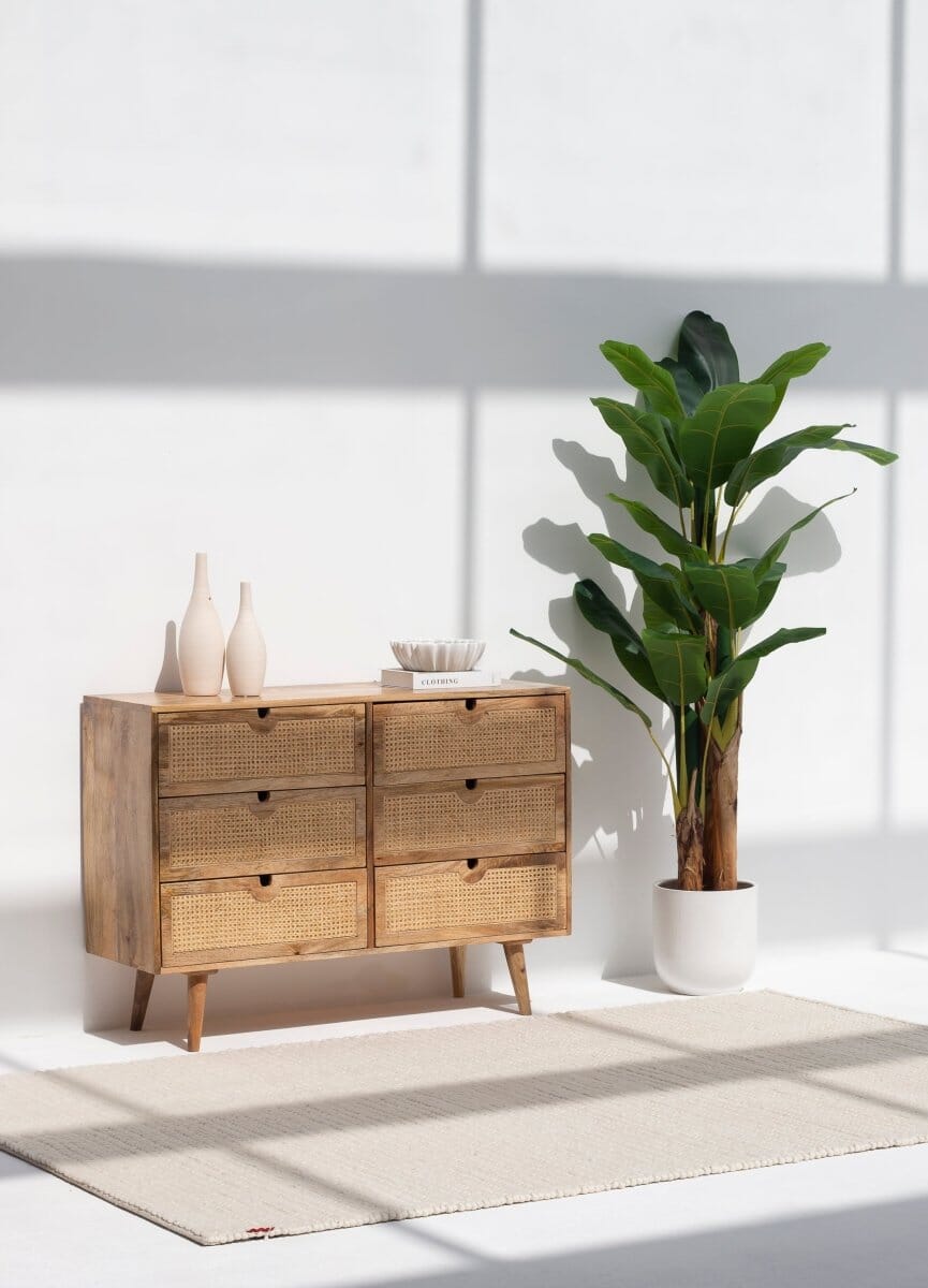 Vienna Six Drawers Rattan Sideboard
