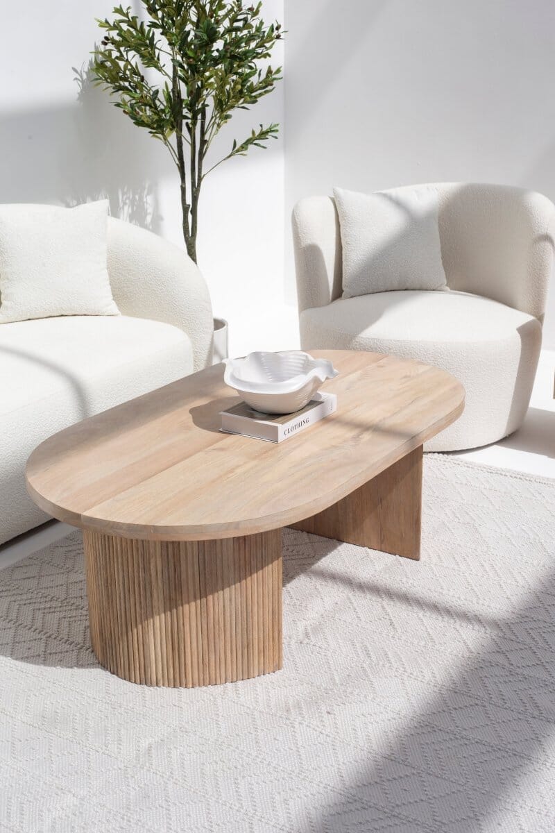 Kimberly Oval Shaped Wooden Coffee Table 