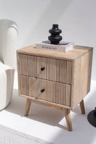 Zella Two Drawer Wooden Side Table 