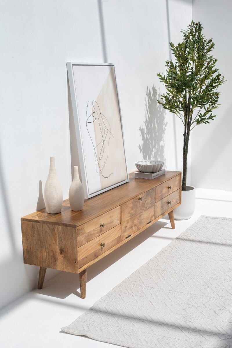 Vara Five Drawers Rattan Media Unit (2 Sizes) 