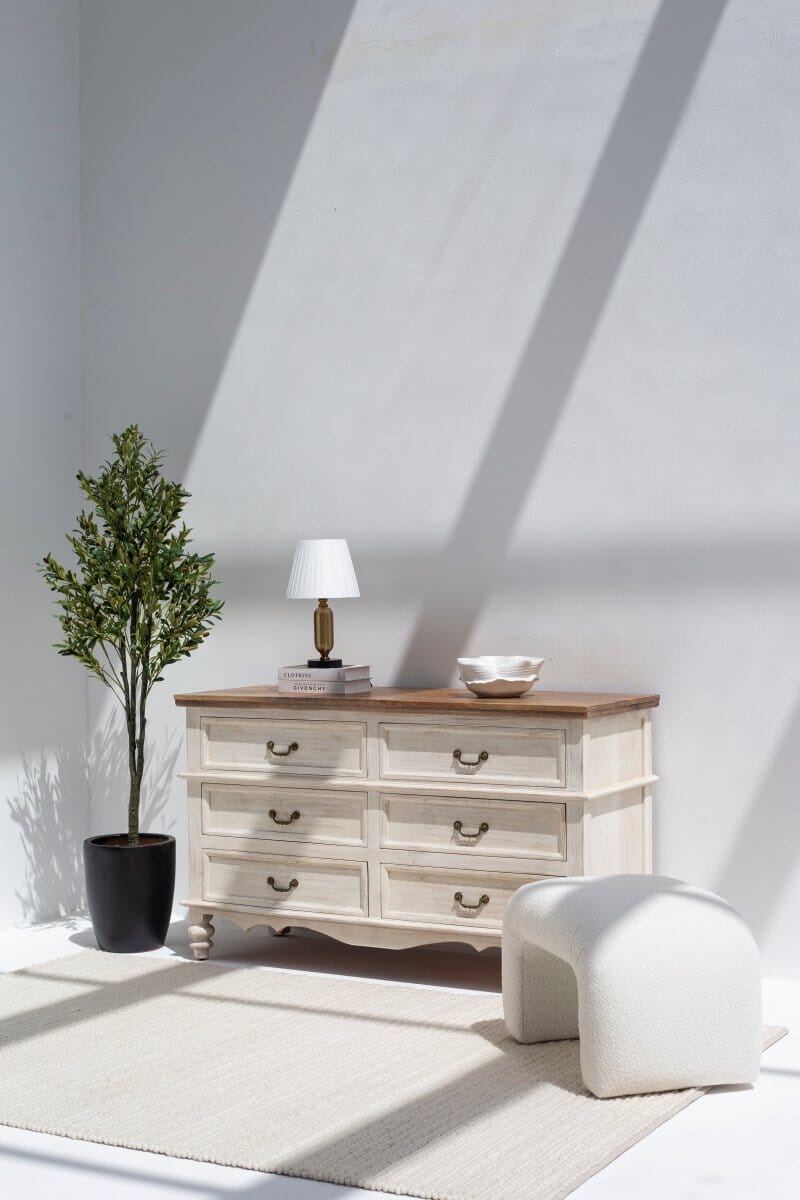 Virginia Six Drawers White Sideboard 