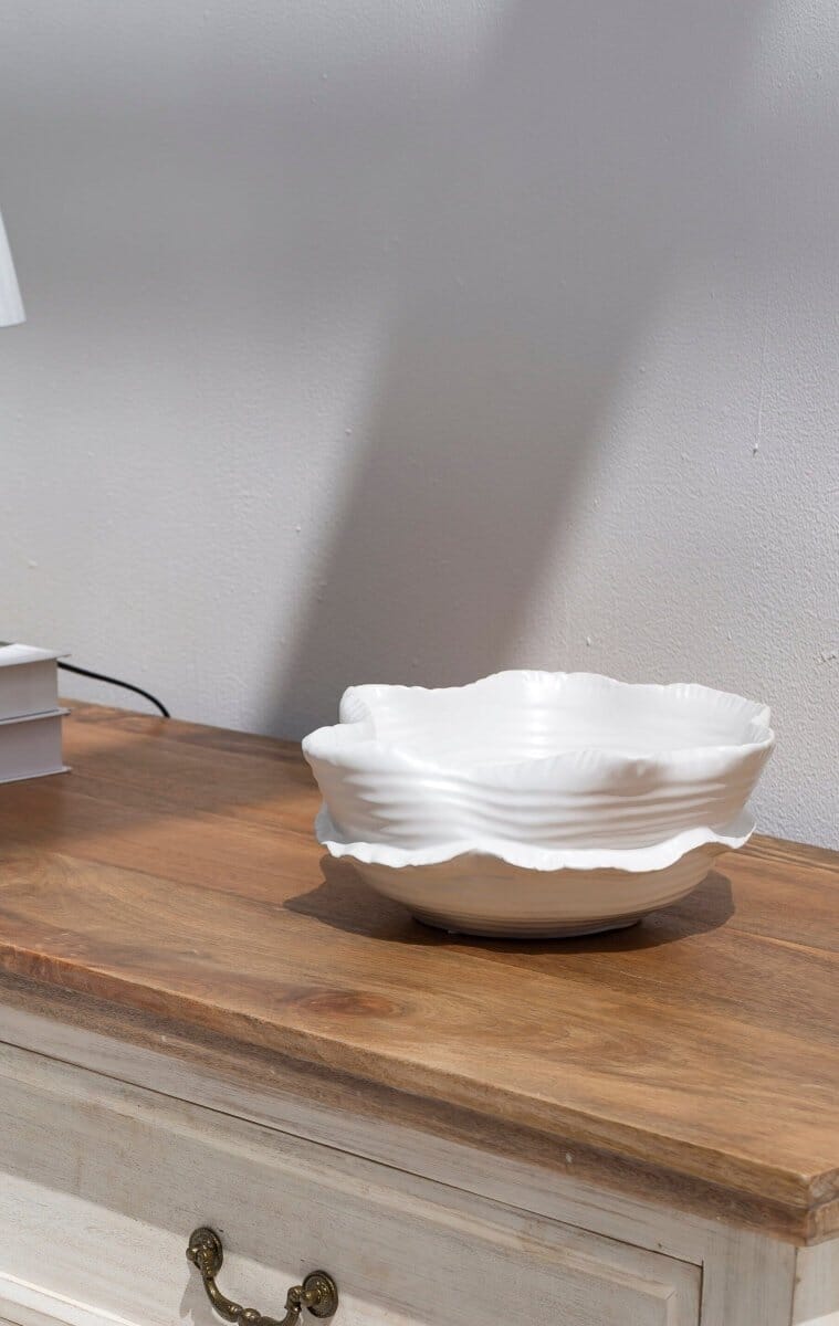 White Irregular Ceramic r Bowl 