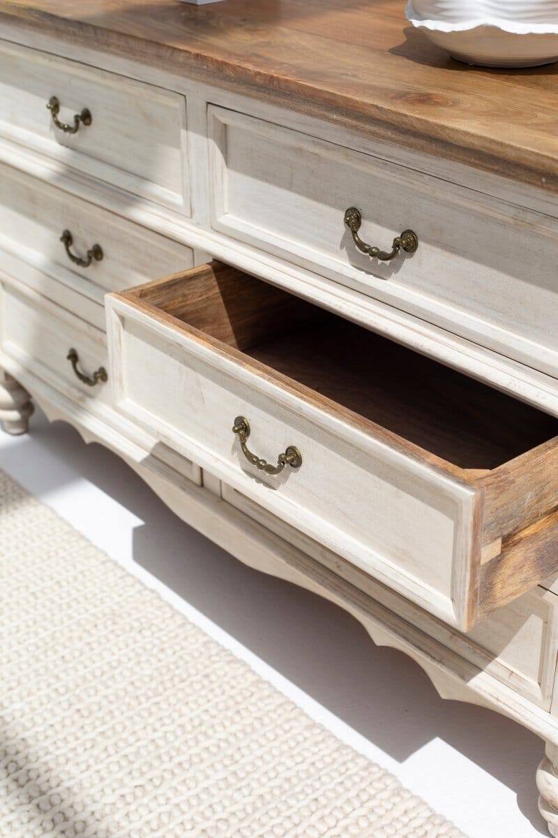 Virginia Six Drawers White Sideboard 