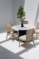 Vinson Marble Dining Table with Black Wooden Base ART 