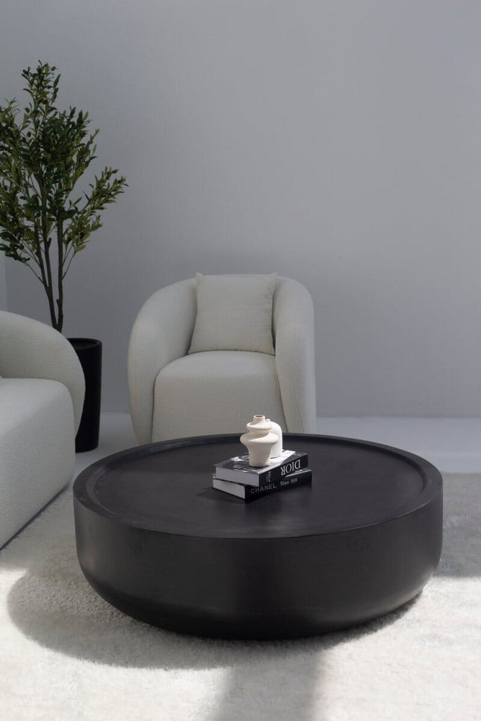 Alma Black Micro Concrete Round Coffee Table (3 Sizes) SL 