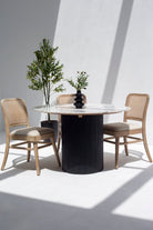 Vinson Marble Dining Table with Black Wooden Base ART 