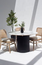 Vinson Marble Dining Table with Black Wooden Base ART 