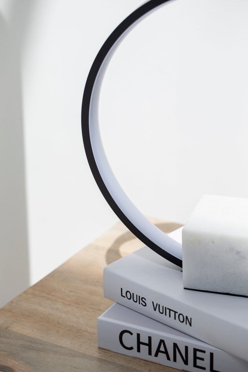 Marble Base Black Ring LED Table Lamp Home 