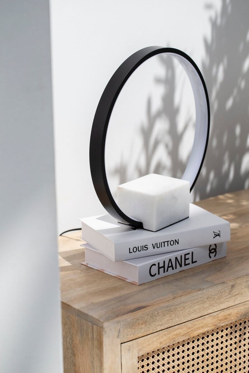 Marble Base Black Ring LED Table Lamp Home 