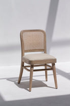 Wylie Wooden Dining Chair with Rattan Back & Off White Seating ART 