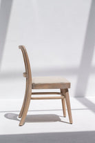 Wylie Wooden Dining Chair with Rattan Back & Off White Seating ART 