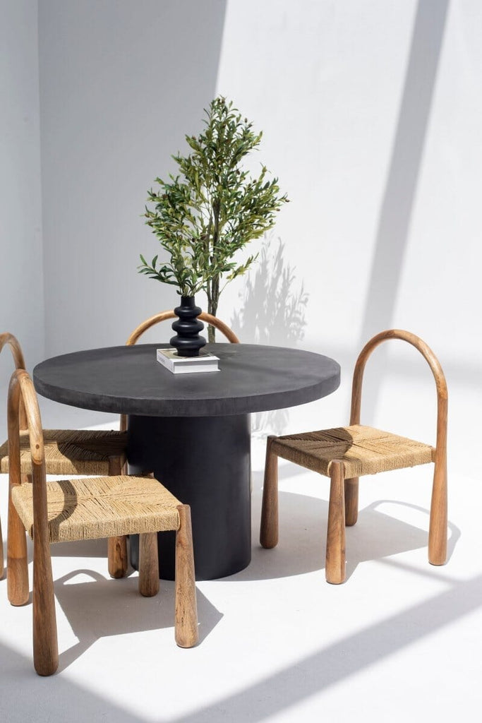 Onyx Black Round Concrete Dining Table Homekode 