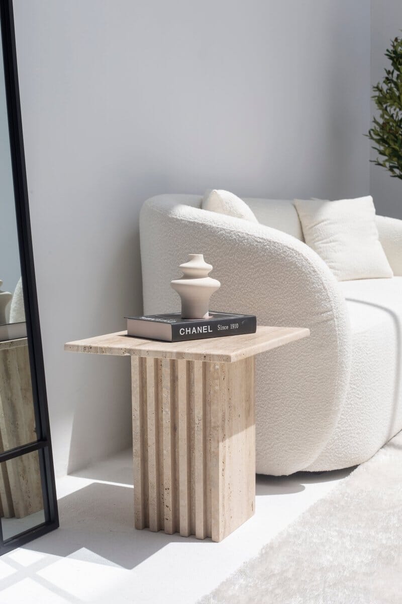 Kyra Travertine Side Table (3 Sizes) Side Table MGH 