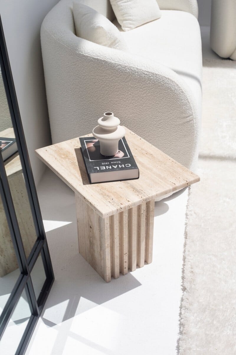 Kyra Travertine Side Table (3 Sizes) Side Table MGH 