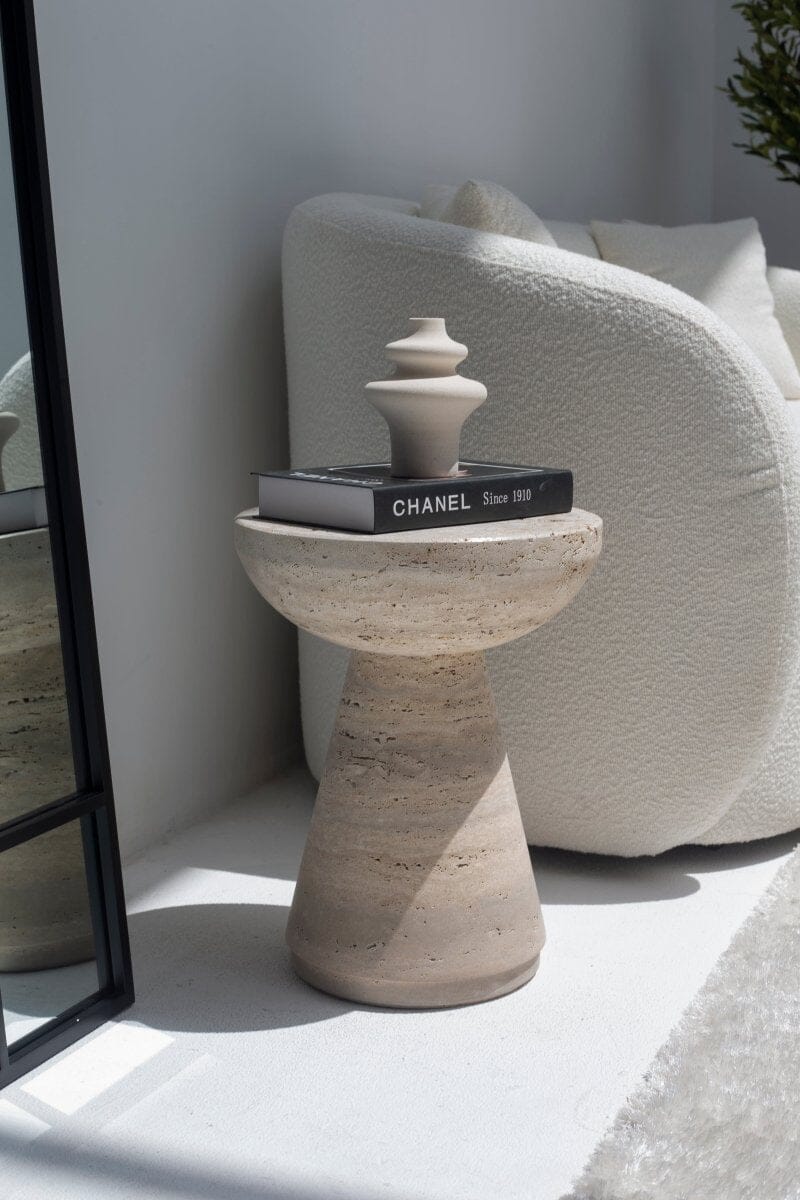 Aletea Solid Travertine Side Table (2 Sizes) MGH 