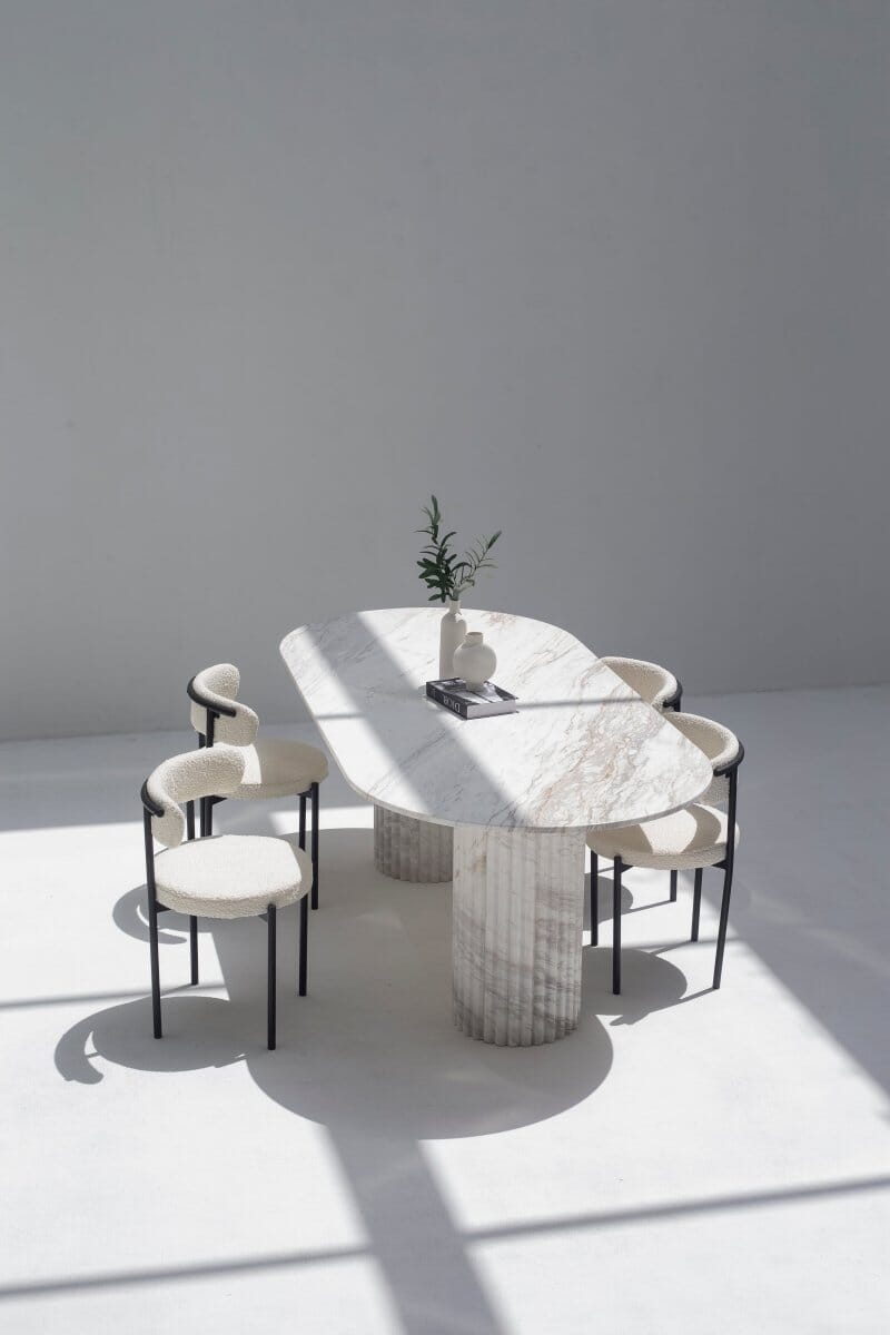 Ayla Greek Calacatta Marble Oval Dining Table 