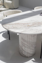 Ayla Greek Calacatta Marble Oval Dining Table 