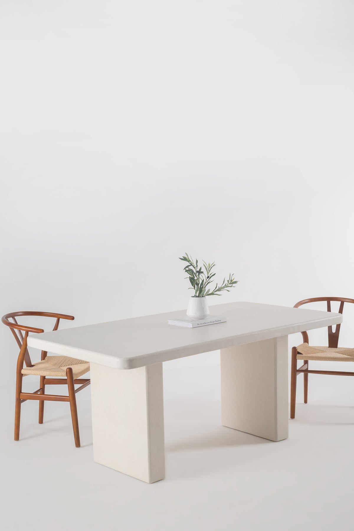 Dining Table With Rounded Edges Avencia Off White Speckled Microconcrete Rounded Edge Dining Table ...