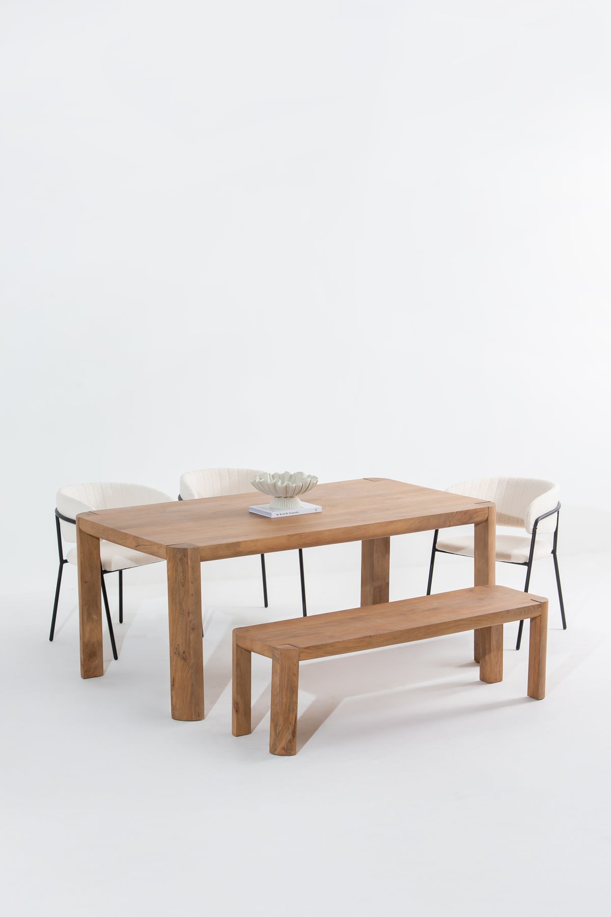 Mavina Solid Wooden Dining Table – Modern Rectangular Minimalist Style ...