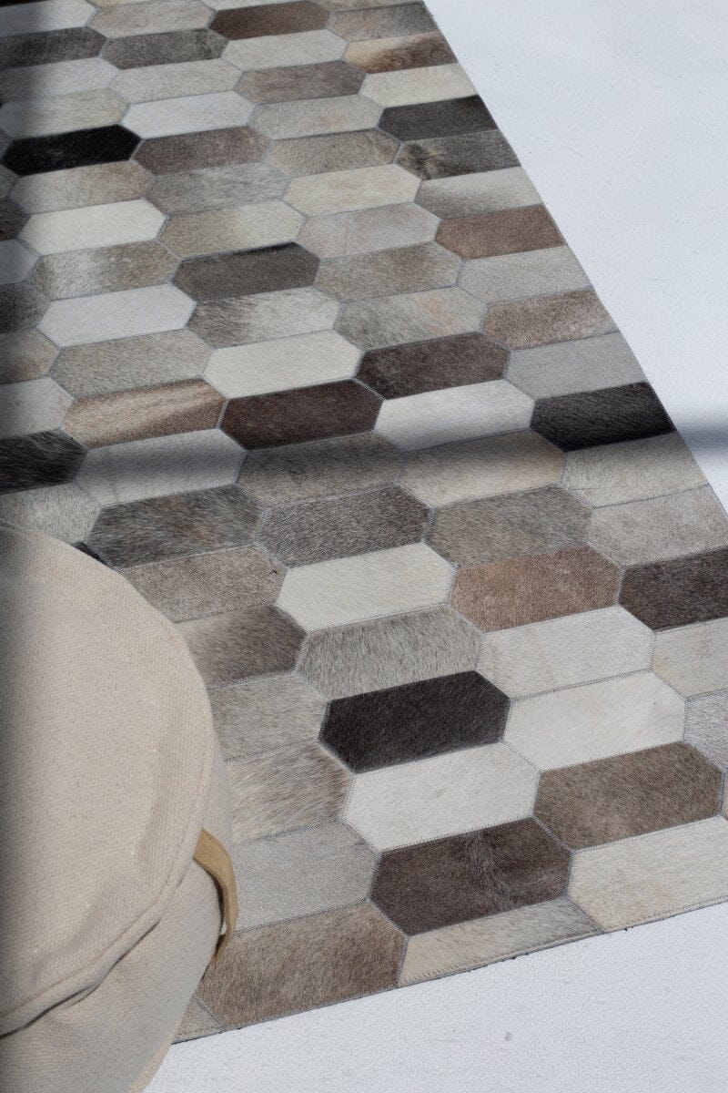 Hexa Spectrum Leather Rug Multicolor Geometric Statement Floor Art Home ...