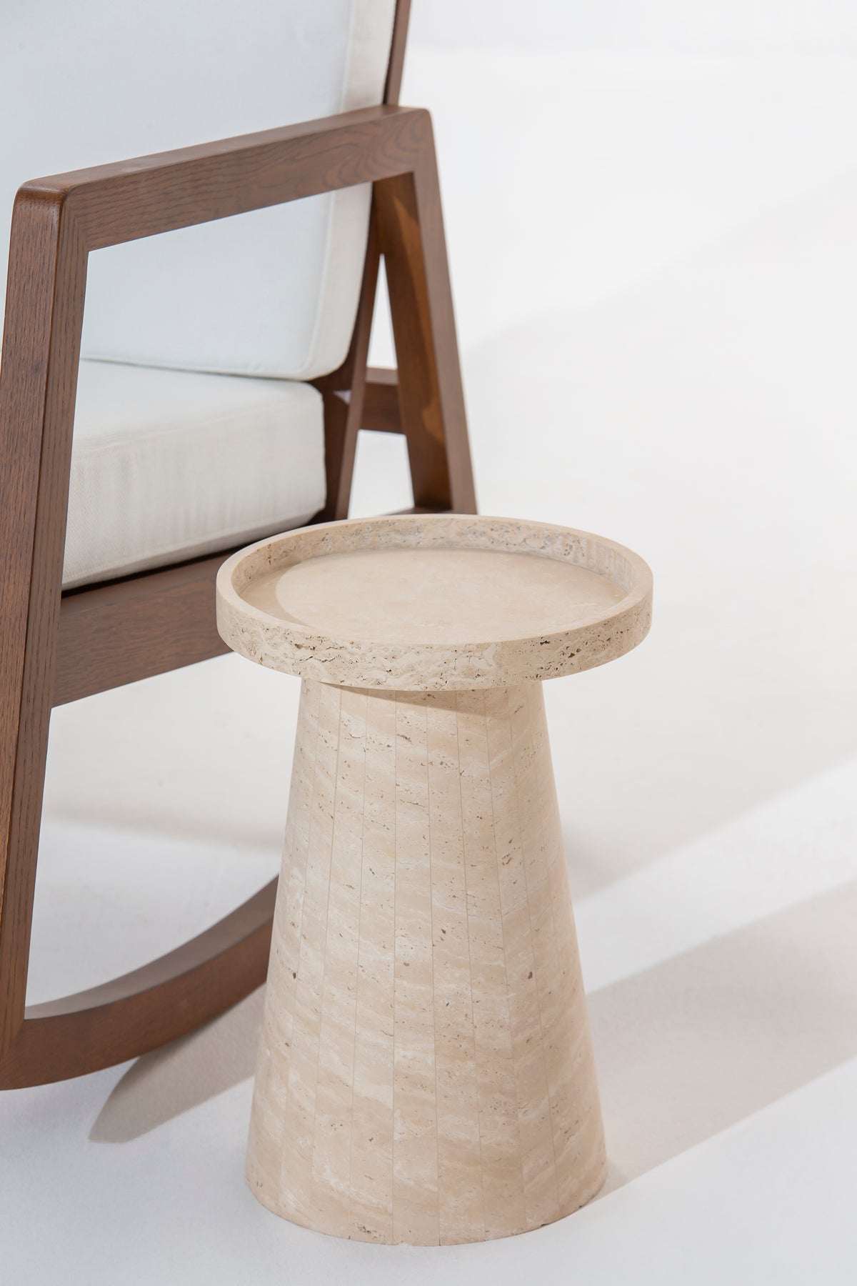 Calix Table Calix Cylindrical Beige Travertine Side Table | Luxury Stone Furniture ...