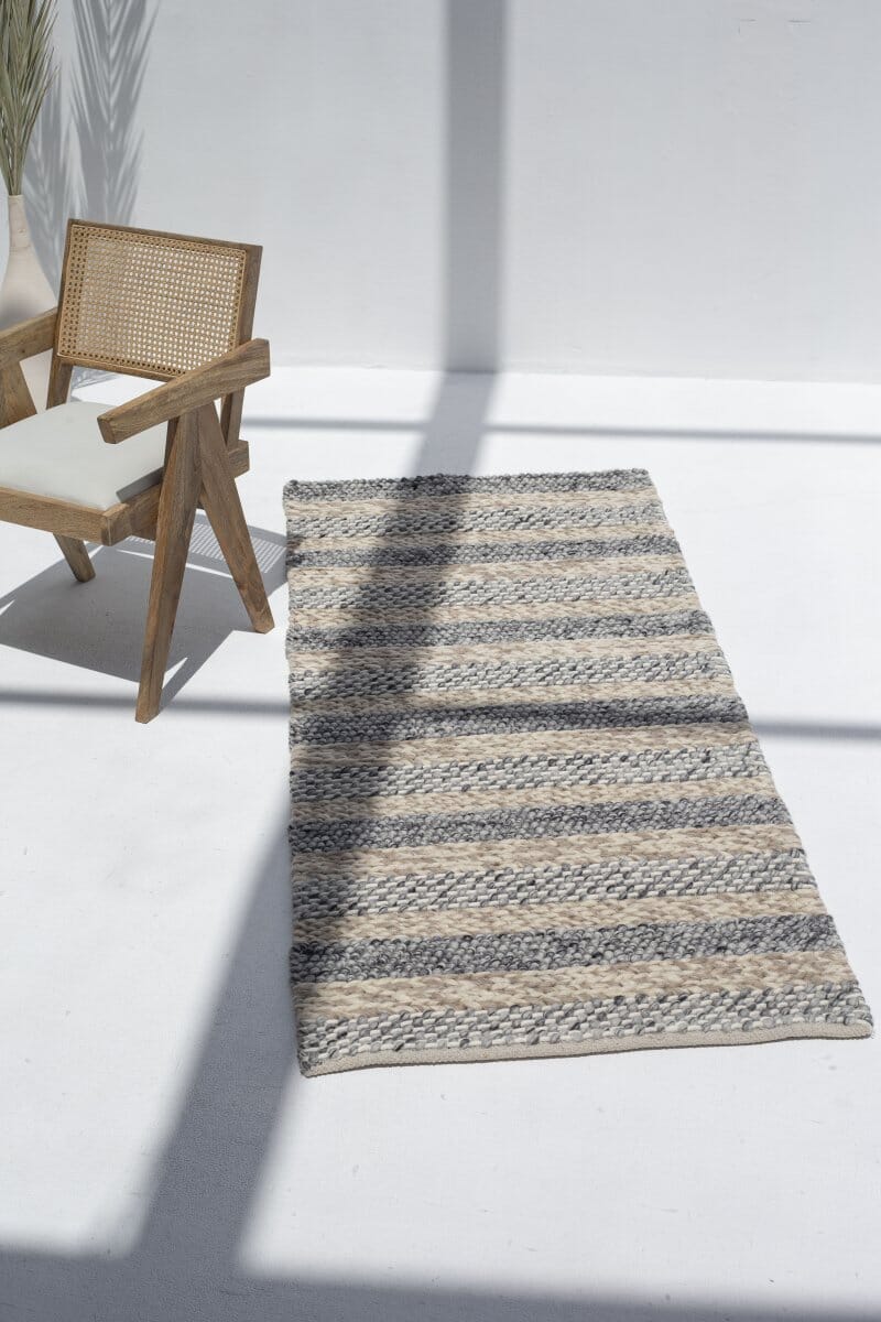 Fusion Pathway - Natural Cream & Grey Woven Rug (200x80 CM) WOVEN RUG 