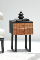 Industrial Black Top 2 Drawer Side Table 