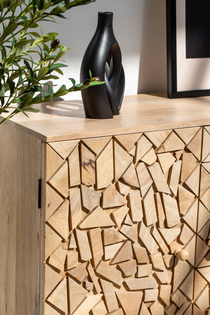 Nella Geometric Wood Mosaic Sideboard Buffets & Sideboards Homekode 