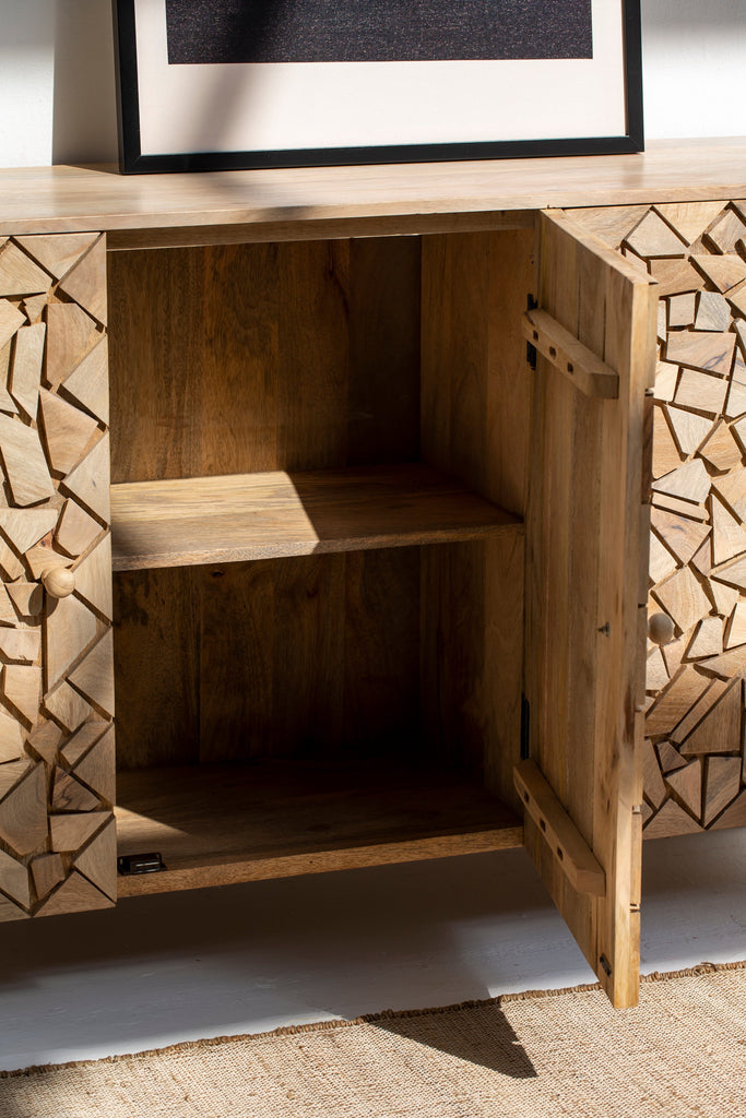 Nella Geometric Wood Mosaic Sideboard Buffets & Sideboards Homekode 