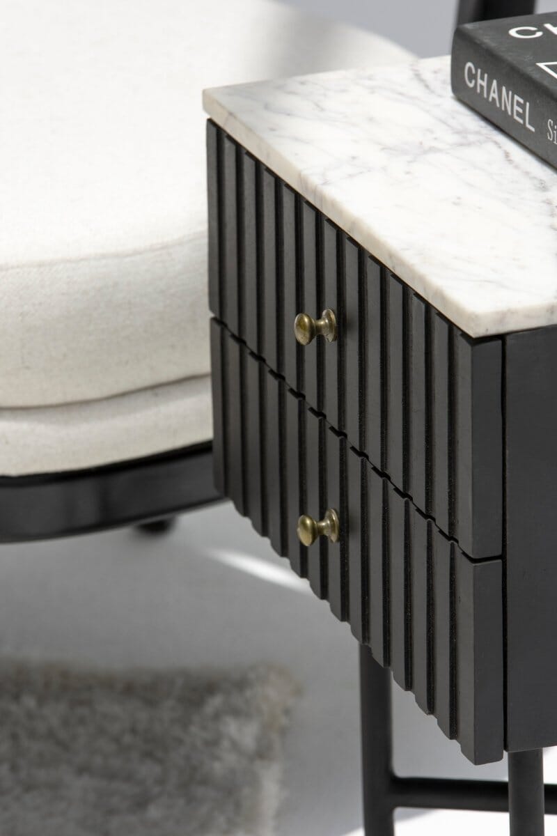 Genta Back with Marble Top BedSide Table 