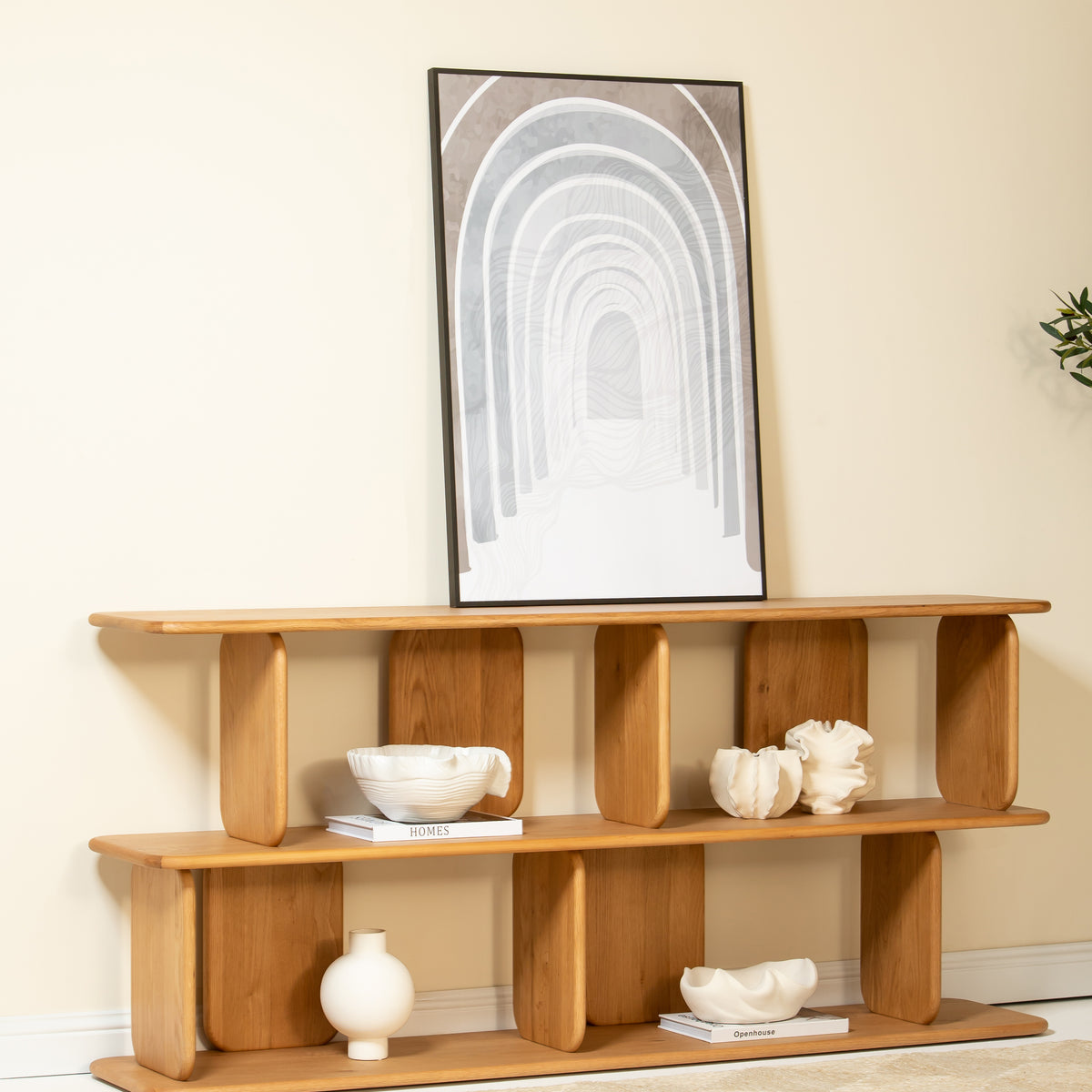 Lunova Natural Wooden Display Shelf with Open Minimal Design – Homekode