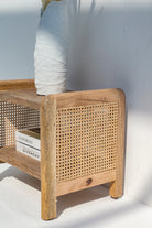 Vivienne Rattan Sides Wood Side Table with Two Shelves Side Table Homekode 