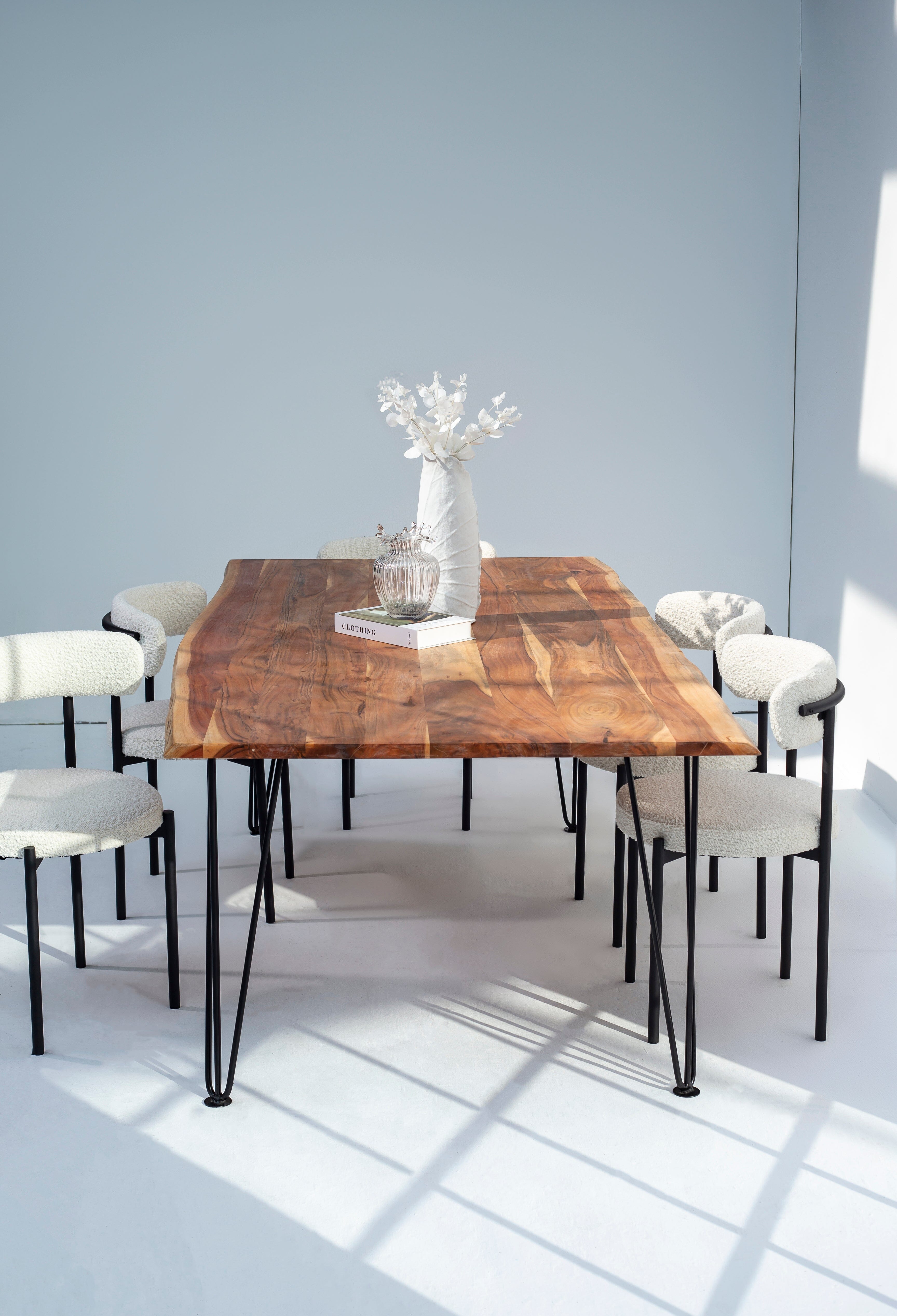 Dark Acacia Wood Dining Table (10 Sizes) ART 150x90CM Pins 4 CM