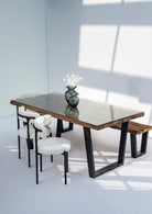 Meadow Railway Wood Dining Table (8 Sizes) 150x90x4CM Black/V Shape 