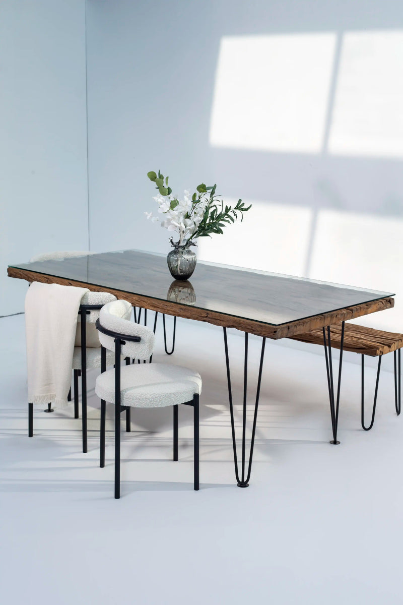 Meadow Railway Wood Dining Table (8 Sizes) 150x90x4CM Black/Pins 