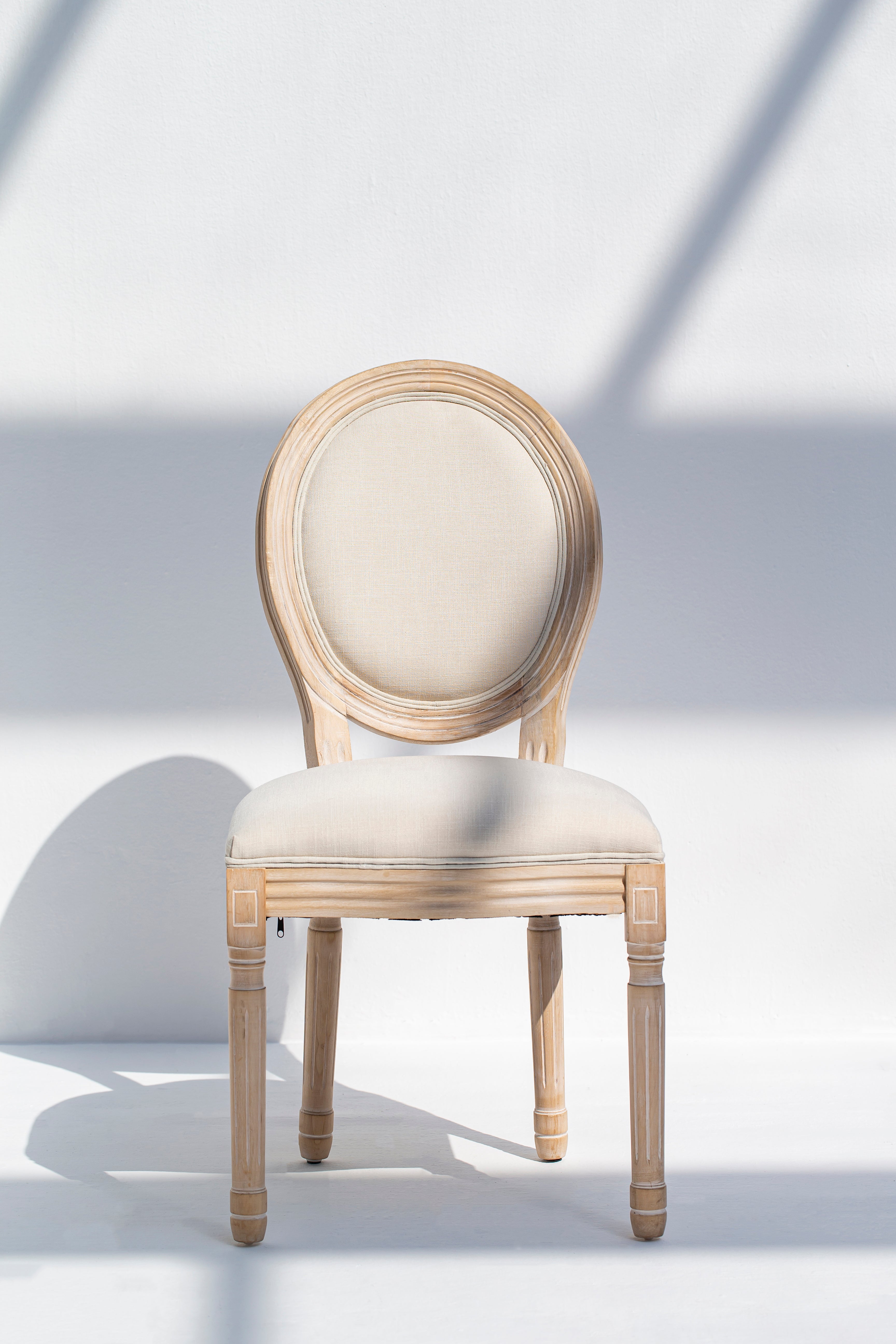 Vicky Wood Dining Chair with Off White Seating