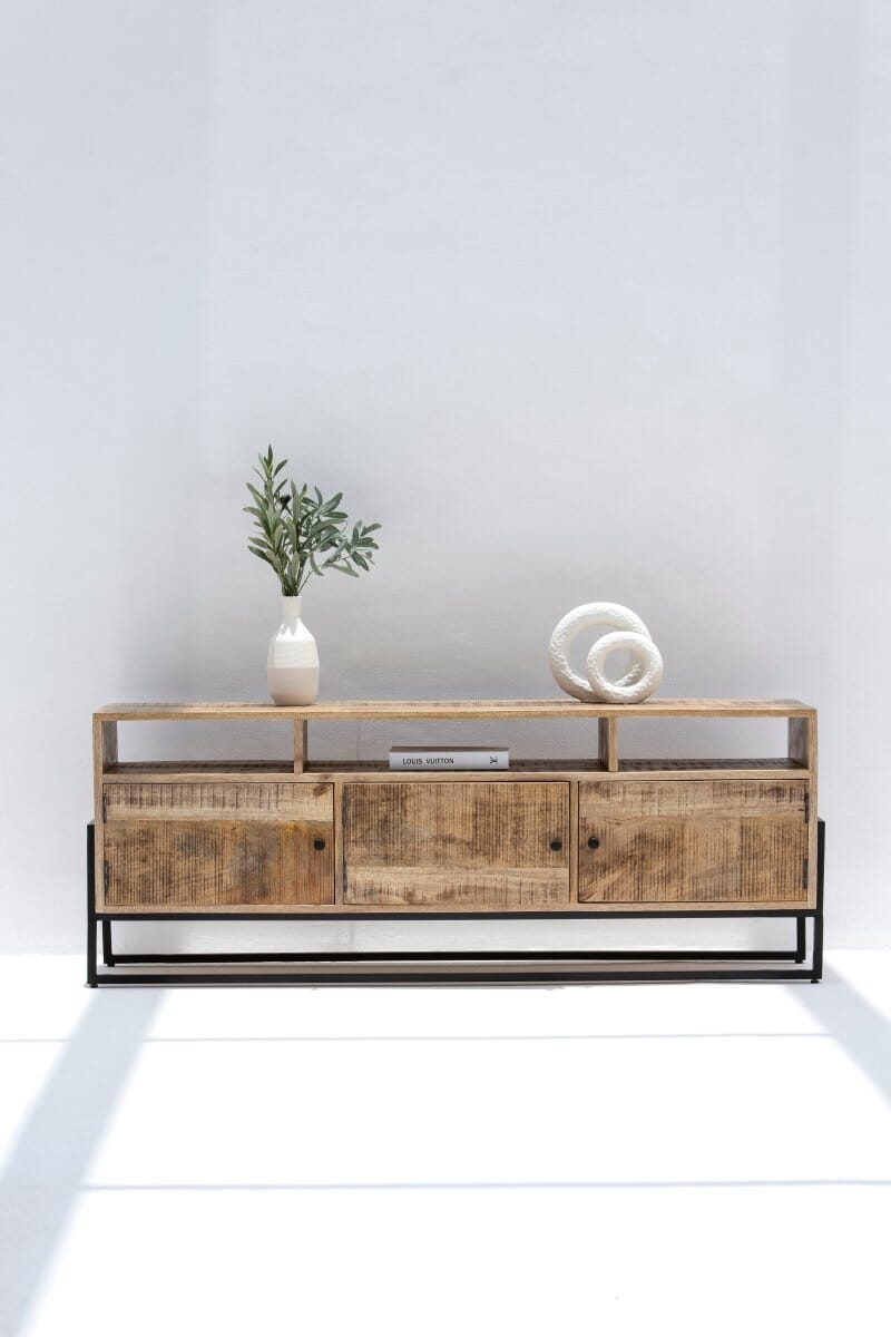 Kinsley Wooden Industrial Media Console Homekode 