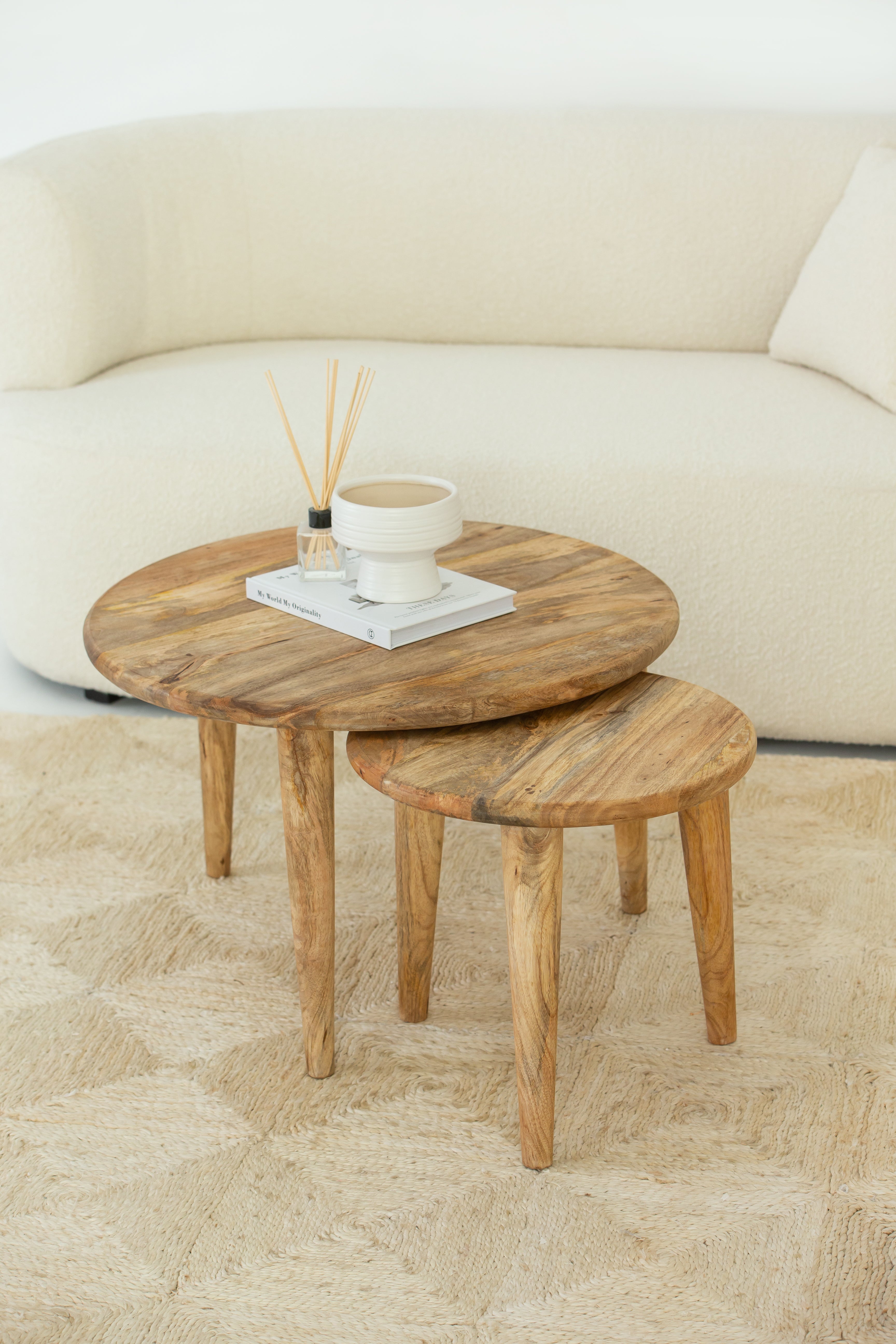 Nuala Nesting Wooden Coffee Table – Space-Saving Living Room Duo Set ...