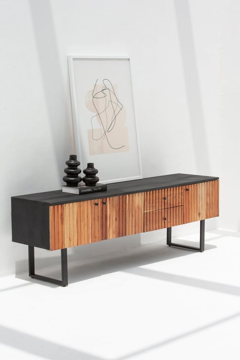 Finley Slat Wood Media Console 