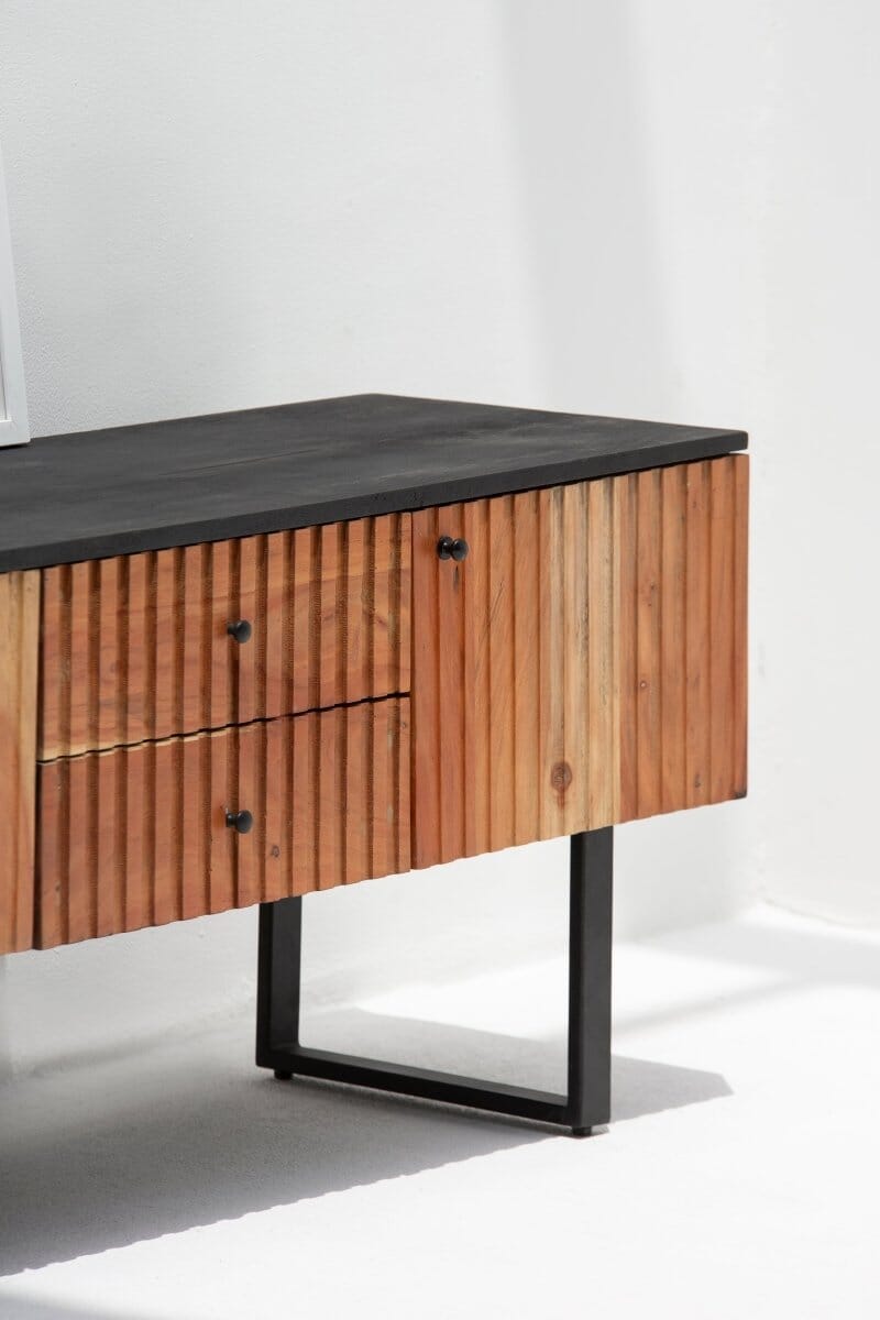 Finley Slat Wood Media Console 