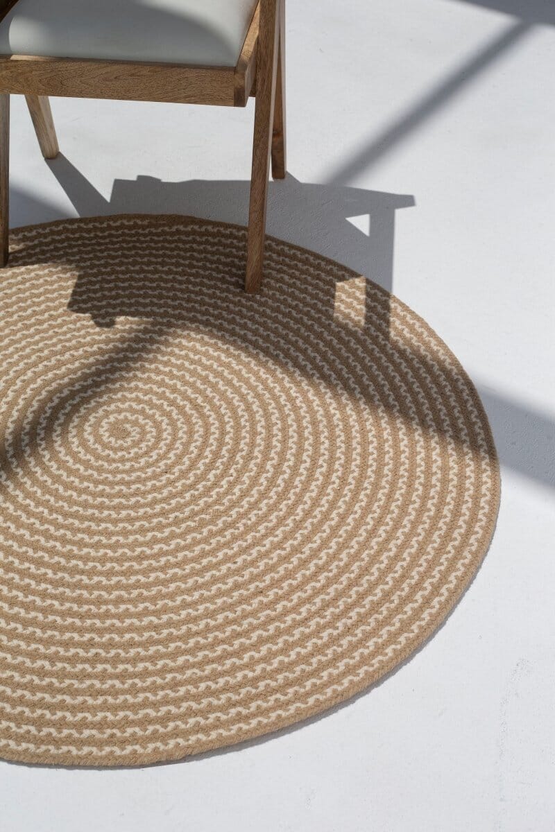 Eternal Spiral Wool Round Rug – Hand Braided Natural Fiber Floor Piece ...