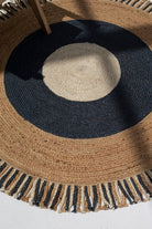 Boho Tassel - Jute Natural & Navy Round Rug (3 Sizes) Braided -- Braided Rug 