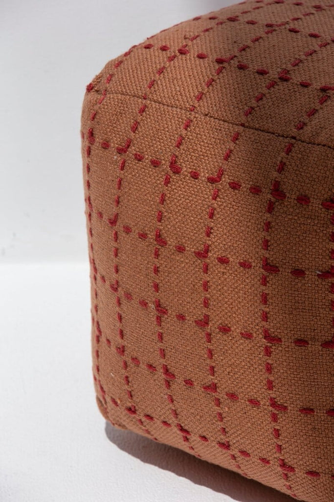 Brick & Red Stitched Square Pouf (50x50x30 CM) POUF RAM 