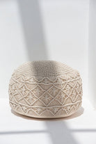 Crochet Off White Round Pouf Homekode 