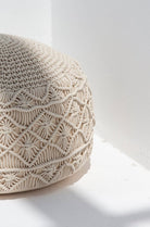 Crochet Off White Round Pouf Homekode 