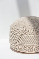 Crochet Off White Round Pouf Homekode 