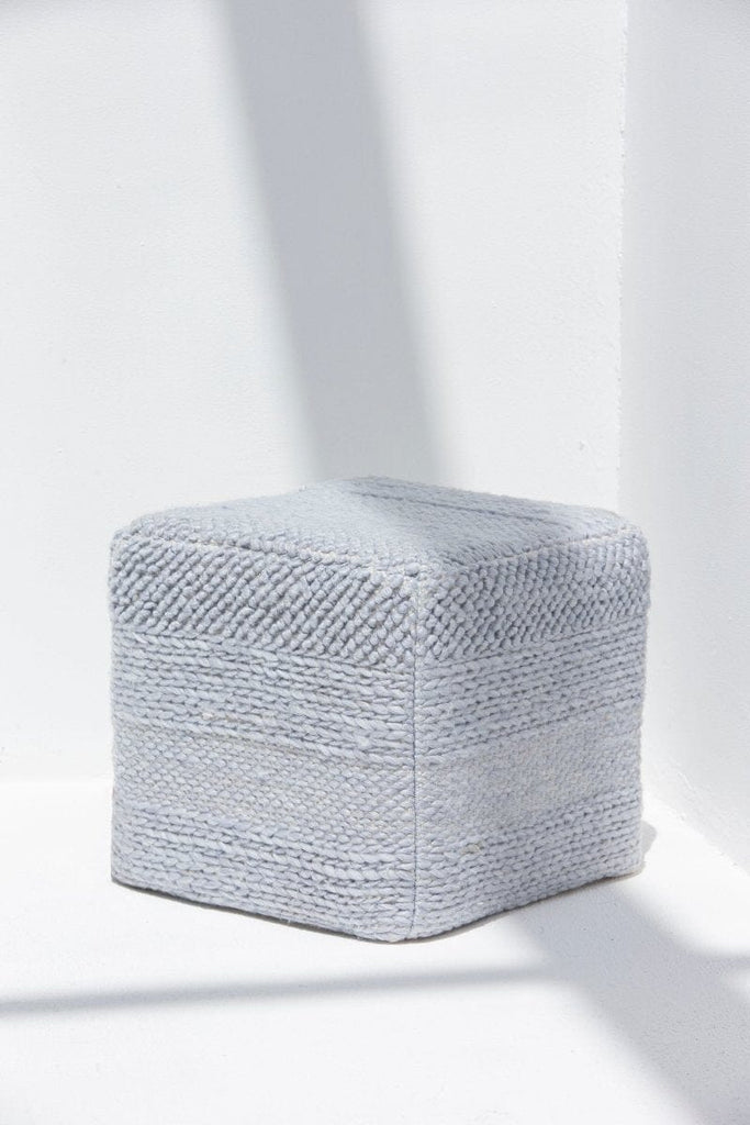 Grey Polyester & Cotton Cube Pouf (40x40x40 CM) POUF RAM 