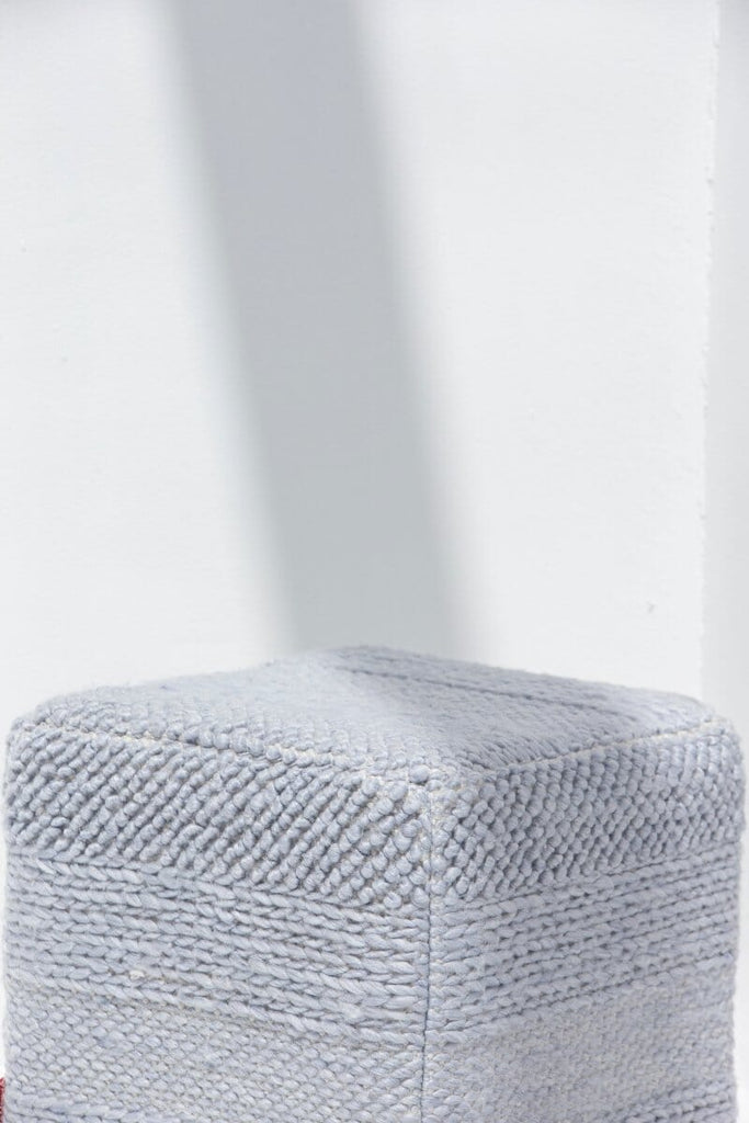 Grey Polyester & Cotton Cube Pouf (40x40x40 CM) POUF RAM 
