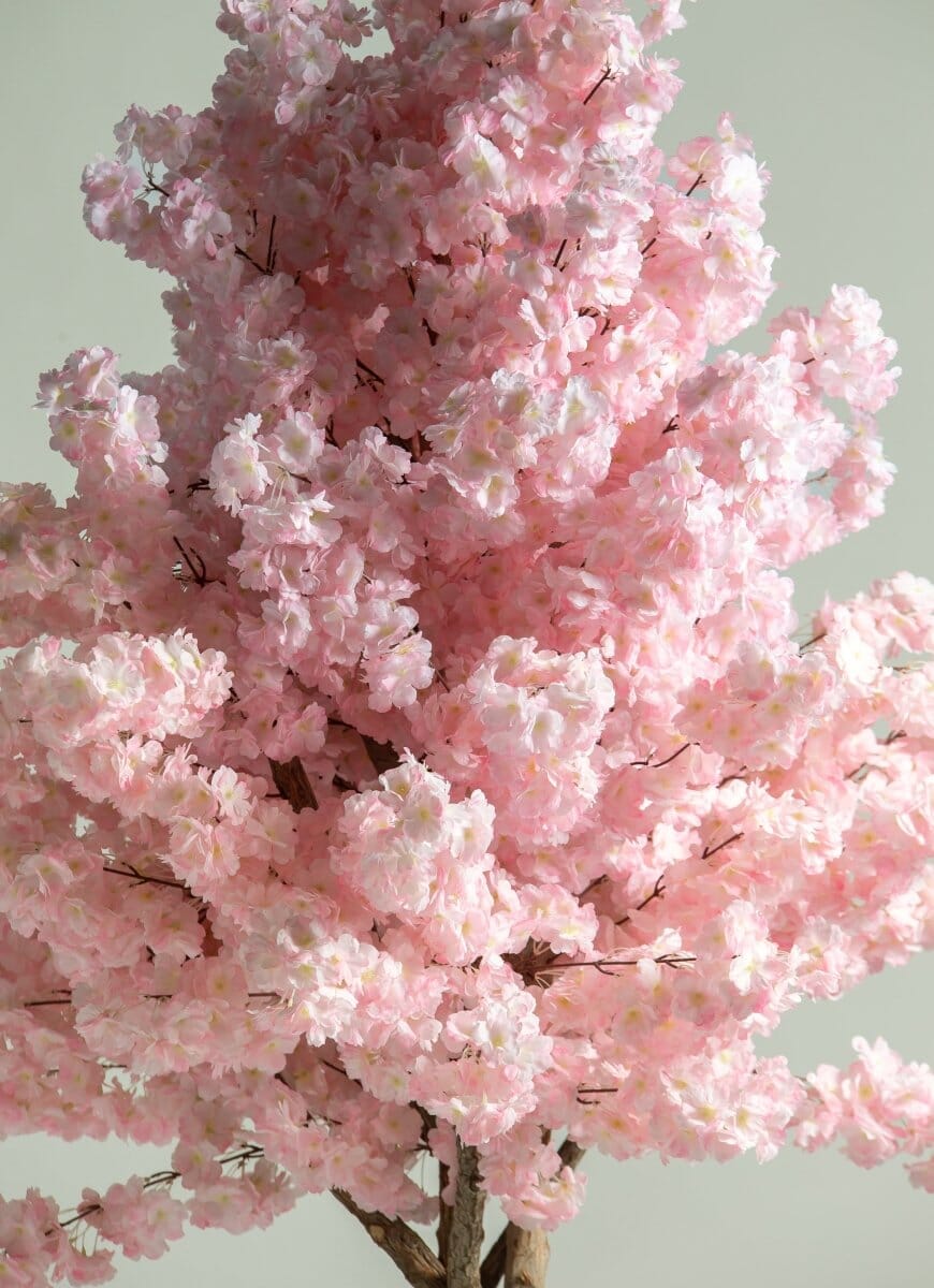 Pink Cherry Blossom Tree With Natural Wood Trunk (3 Sizes)