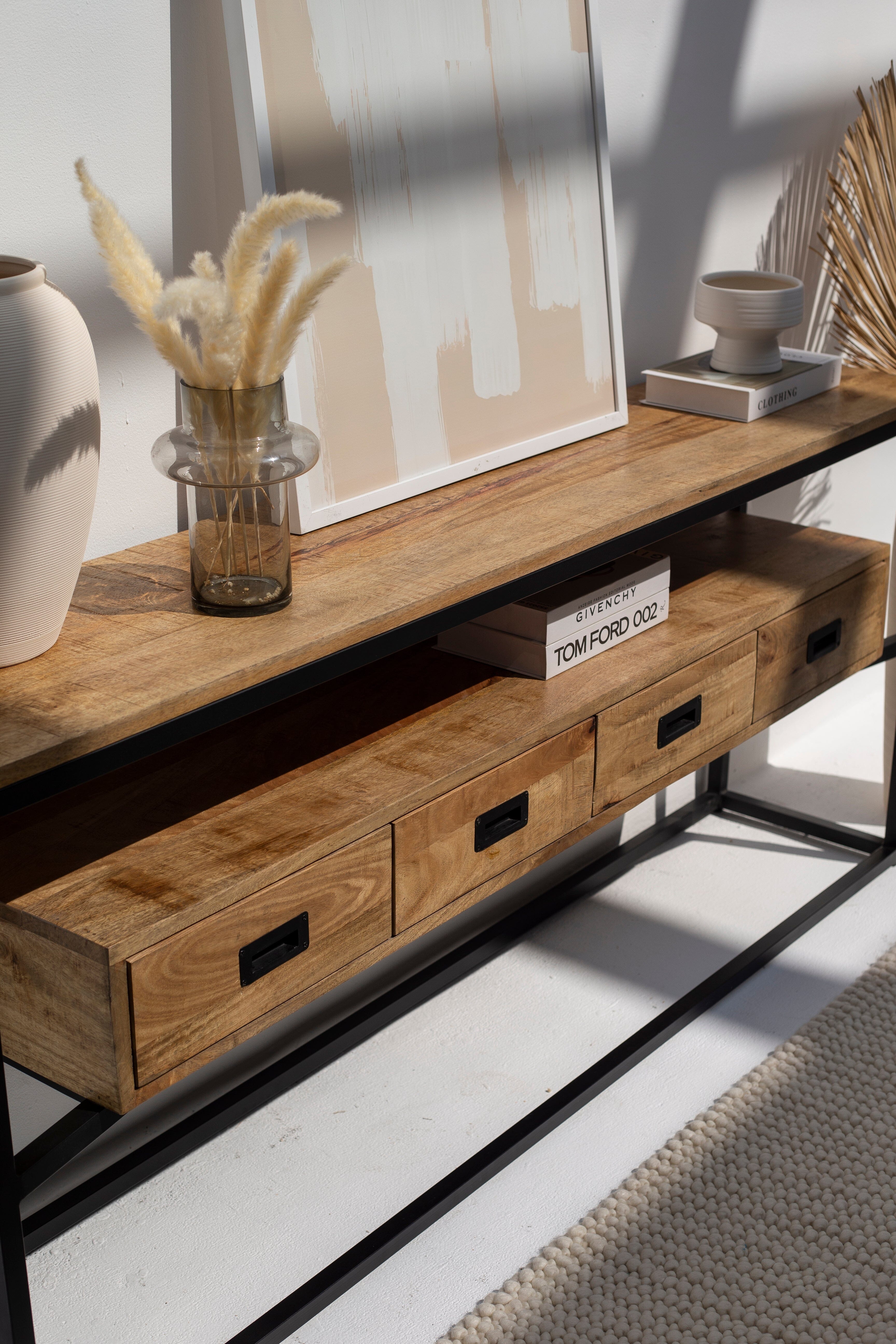 Cara Four Drawers Industrial Console 